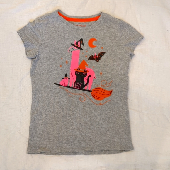 Cat and Jack girls Halloween tee shirt size xs 4/5 gray with animals - Picture 1 of 3